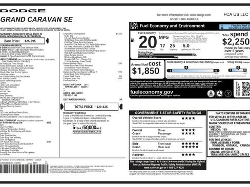 Used 2017 Dodge Grand Caravan SE w/ Power Window Group image 3