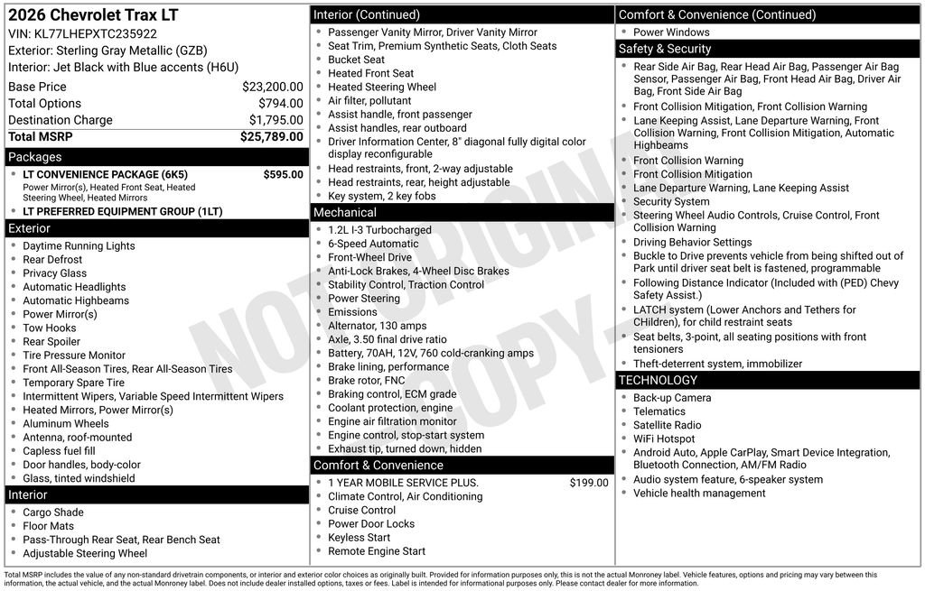 New 2026 Chevrolet Trax LT w/ LT Convenience Package FWD image 18