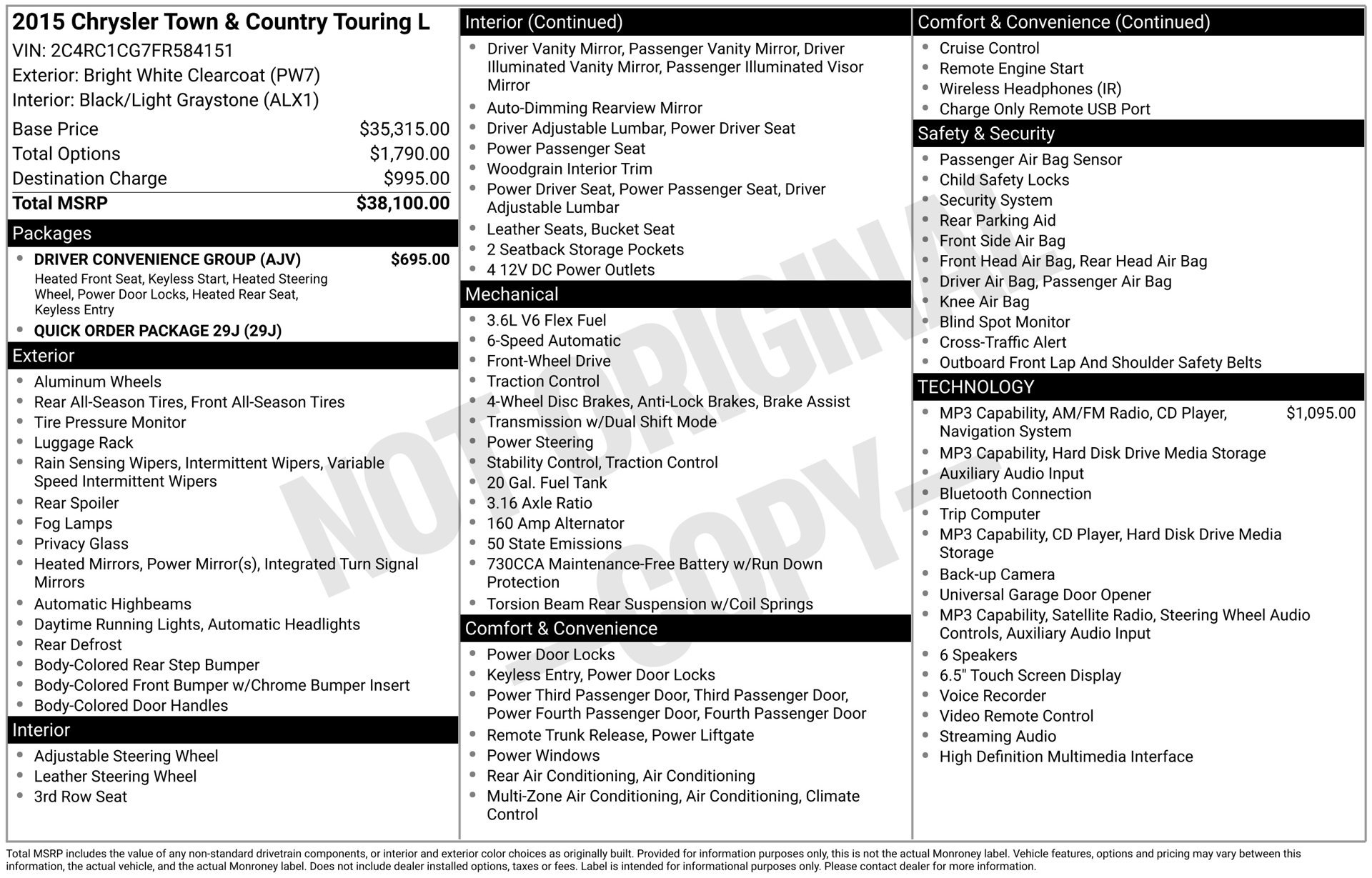 Used 2015 Chrysler Town & Country Touring-L w/ Driver Convenience Group FWD image 3