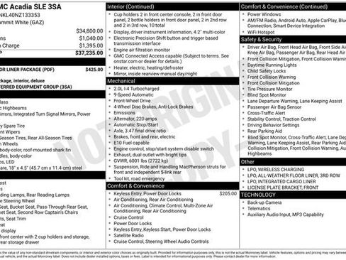 Used 2022 GMC Acadia SLE w/ LPO, Floor Liner Package image 3