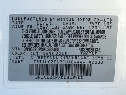 Certified 2019 Nissan Versa Note S FWD image 21
