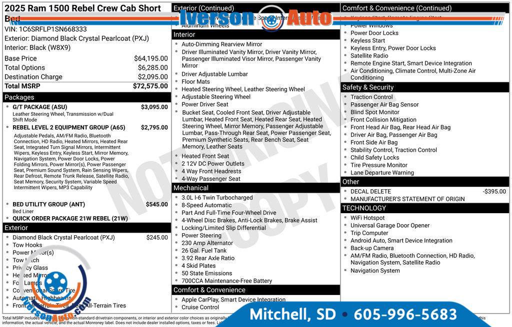 Used 2025 RAM 1500 Rebel w/ G/T Package AWD/4WD image 36