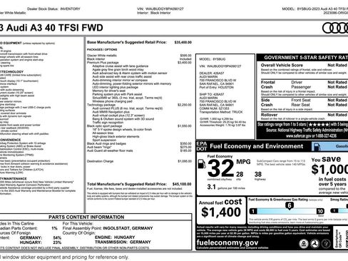 Used 2023 Audi A3 2.0T Premium Plus w/ Premium Plus Package FWD image 2