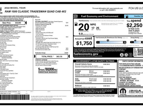 Certified 2022 RAM 1500 Tradesman w/ Tradesman SXT Package image 6