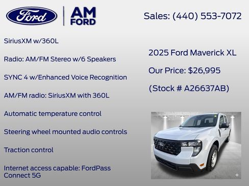 Certified 2025 Ford Maverick XL w/ 4K Tow Package AWD/4WD image 7