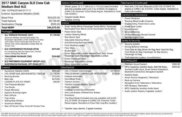 Used 2017 GMC Canyon SLE w/ All Terrain Package AWD/4WD image 42