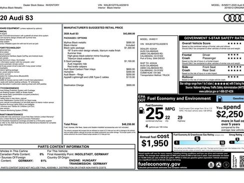 Used 2020 Audi S3 Premium w/ Black Optic Package image 4