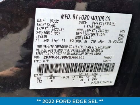 Certified 2022 Ford Edge SEL w/ Convenience Package image 38
