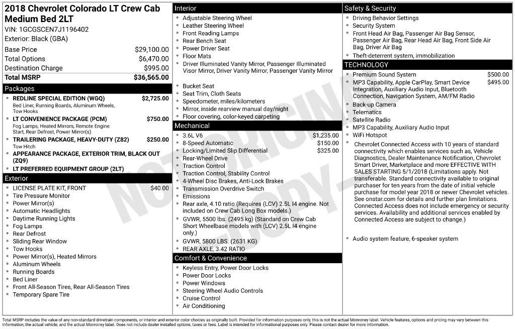 Used 2018 Chevrolet Colorado LT w/ Redline Special Edition RWD image 4