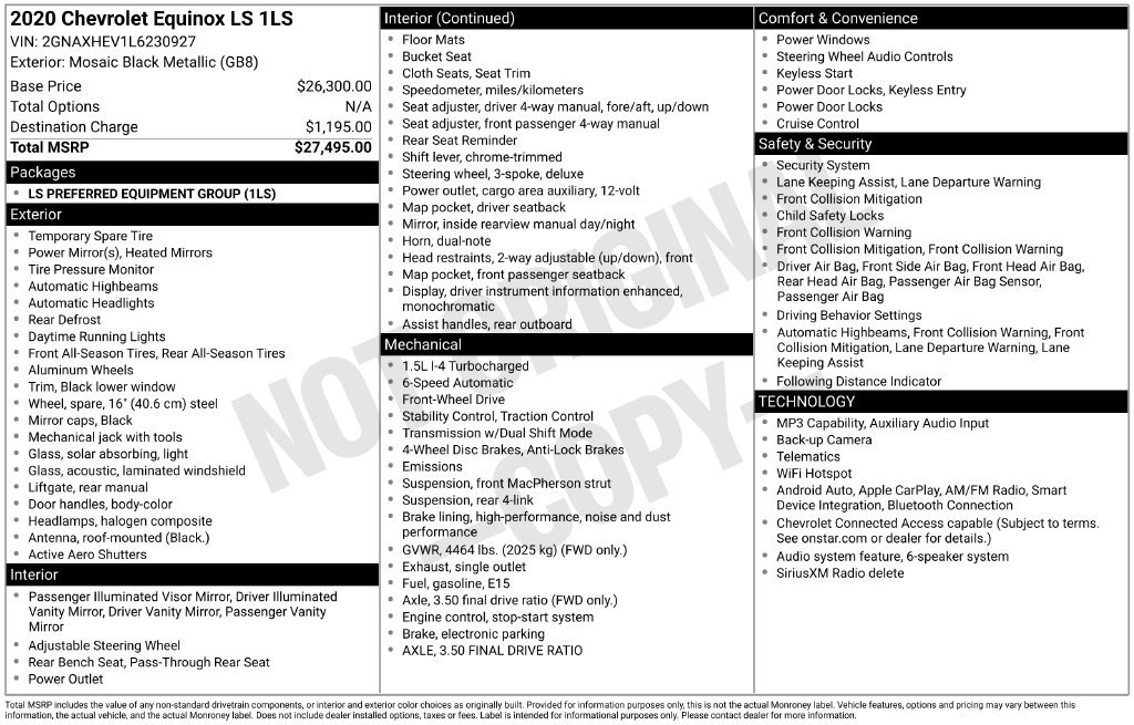 Used 2020 Chevrolet Equinox LS FWD image 10