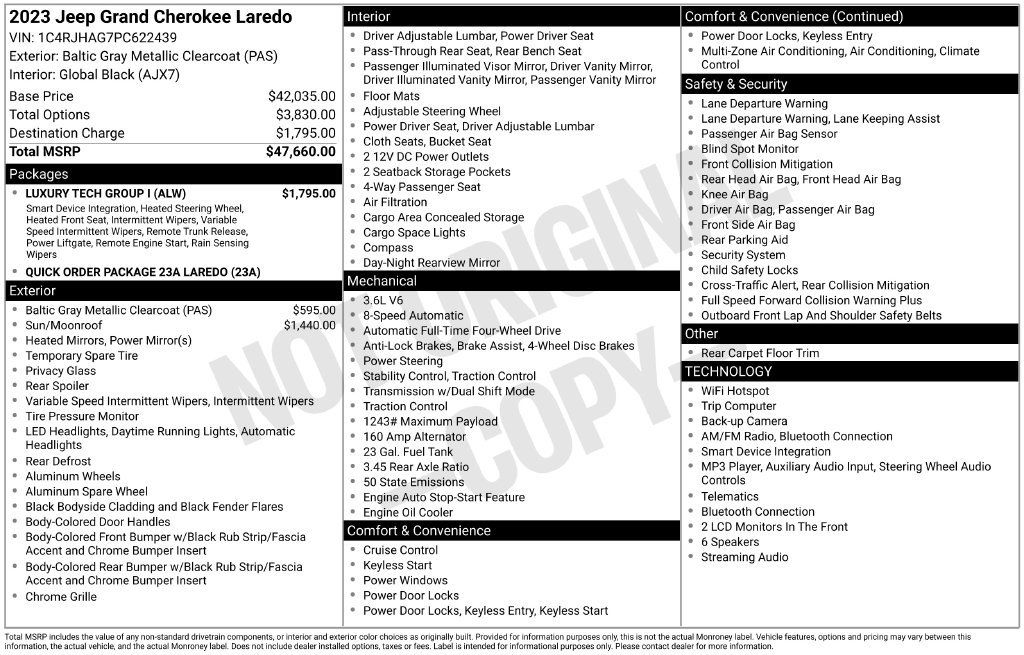 Used 2023 Jeep Grand Cherokee Laredo w/ Luxury Tech Group I AWD/4WD image 39
