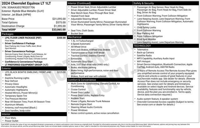 Used 2024 Chevrolet Equinox LT w/ LPO, Floor Liner Package AWD/4WD image 2