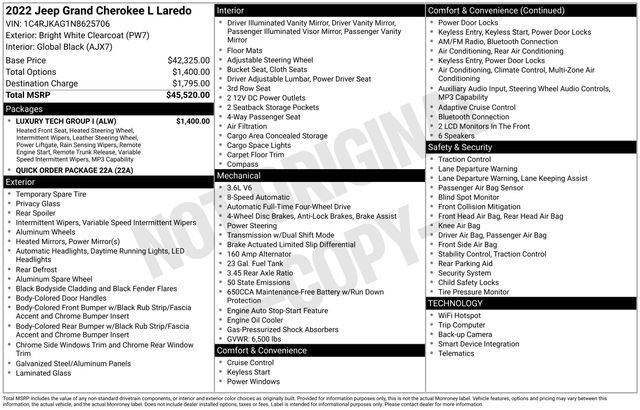 Used 2022 Jeep Grand Cherokee L Laredo w/ Luxury Tech Group I AWD/4WD image 15