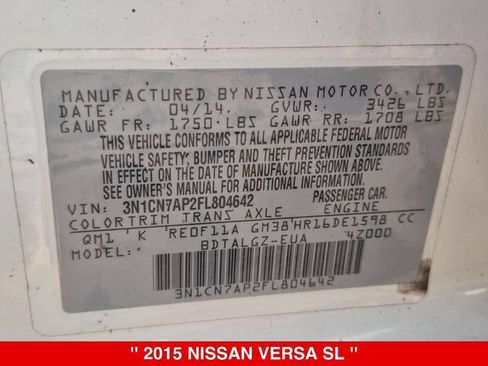 Used 2015 Nissan Versa FWD image 35