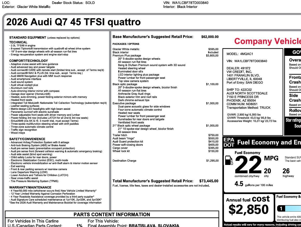 Used 2026 Audi Q7 2.0T Premium Plus w/ Premium Plus Package AWD/4WD image 3