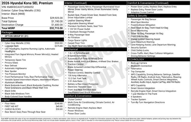 New 2026 Hyundai Kona SEL Premium AWD/4WD image 11