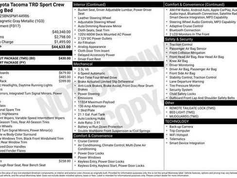 Used 2023 Toyota Tacoma TRD Sport w/ Black Out Package (TMS) AWD/4WD image 35