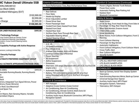 Certified 2025 GMC Yukon Denali Ultimate w/ LPO, Floor Liner Package image 3