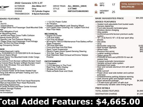 Used 2022 Genesis G70 3.3T w/ Sport Advanced Package image 3