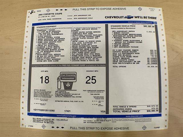 Used 2003 Chevrolet Corvette Coupe w/ Preferred Equipment Group RWD image 23