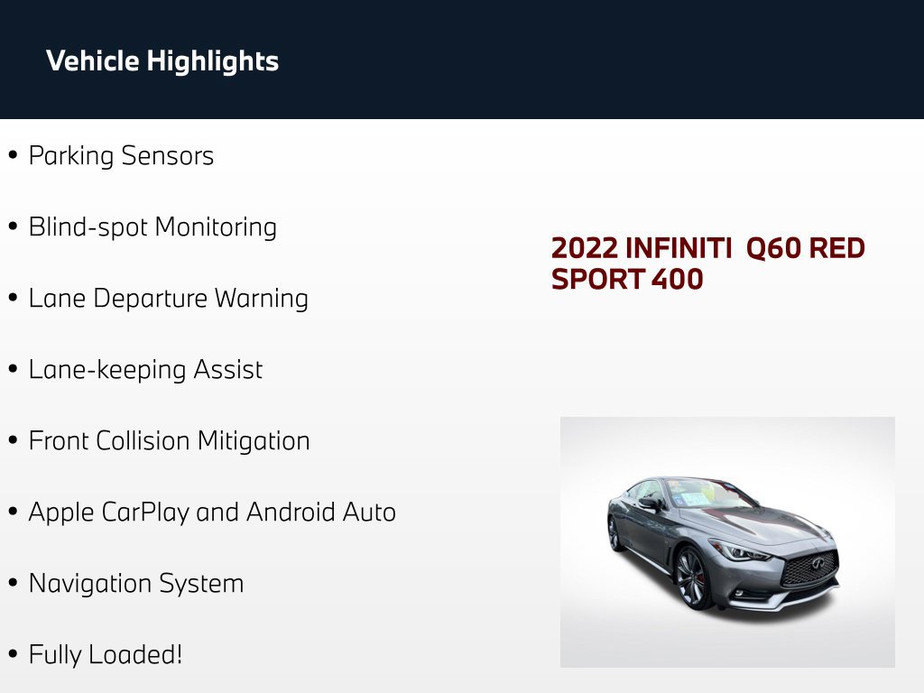 Used 2022 INFINITI Q60 Red Sport 400 AWD/4WD image 74