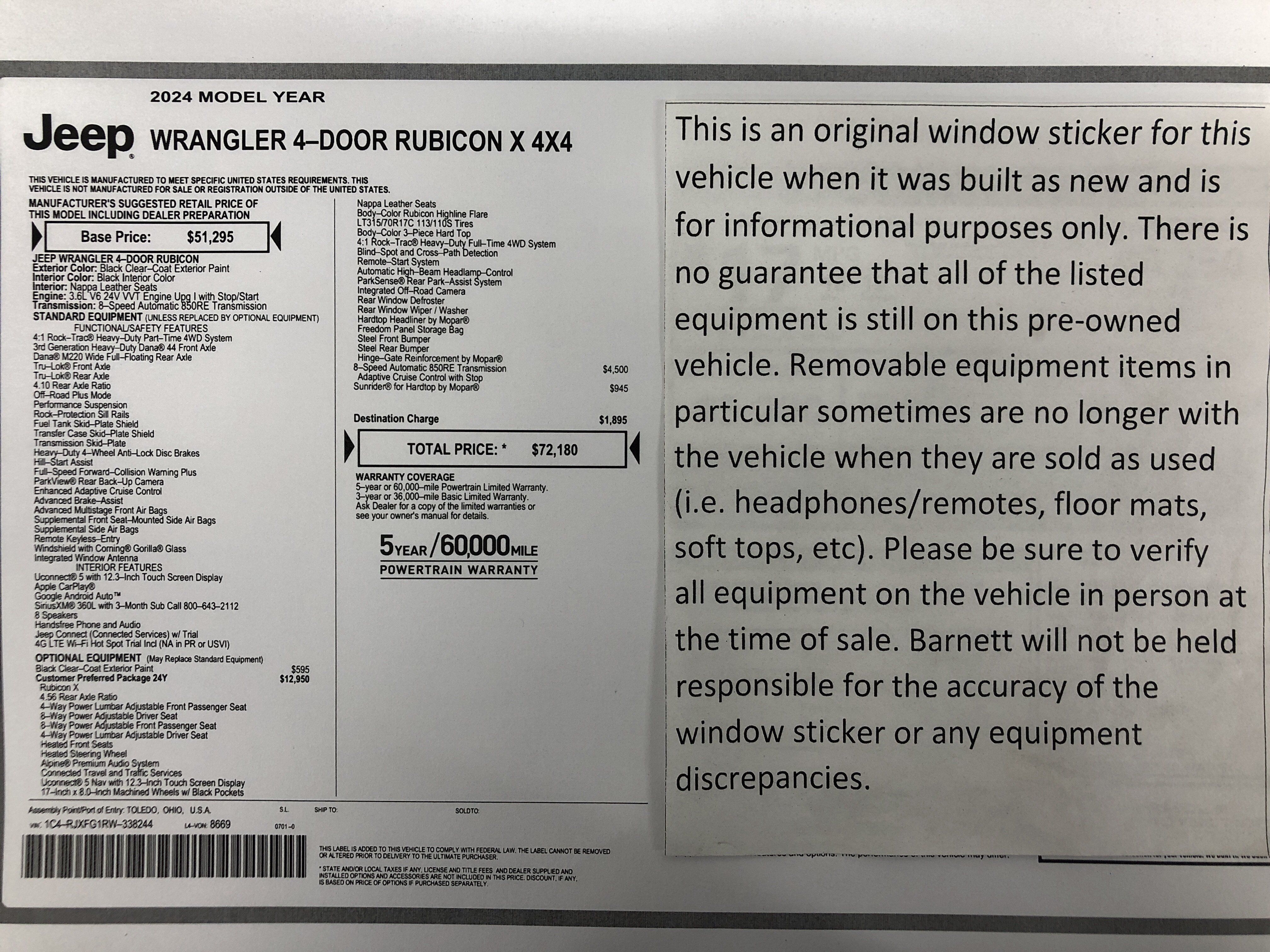 Certified 2024 Jeep Wrangler Unlimited Rubicon AWD/4WD image 2