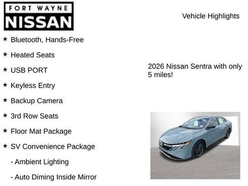 New 2026 Nissan Sentra SV w/ SV Convenience Package FWD image 8