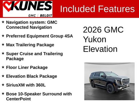 New 2026 GMC Yukon Elevation w/ LPO, Elevation Black Package AWD/4WD image 2