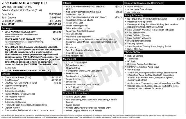 Used 2022 Cadillac XT4 Luxury w/ Cold Weather Package AWD/4WD image 34