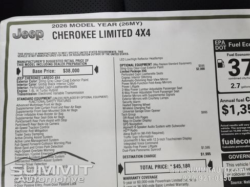 New 2026 Jeep Cherokee Limited AWD/4WD image 39