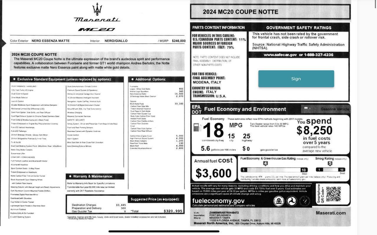 Used 2024 Maserati MC20 Coupe RWD image 2
