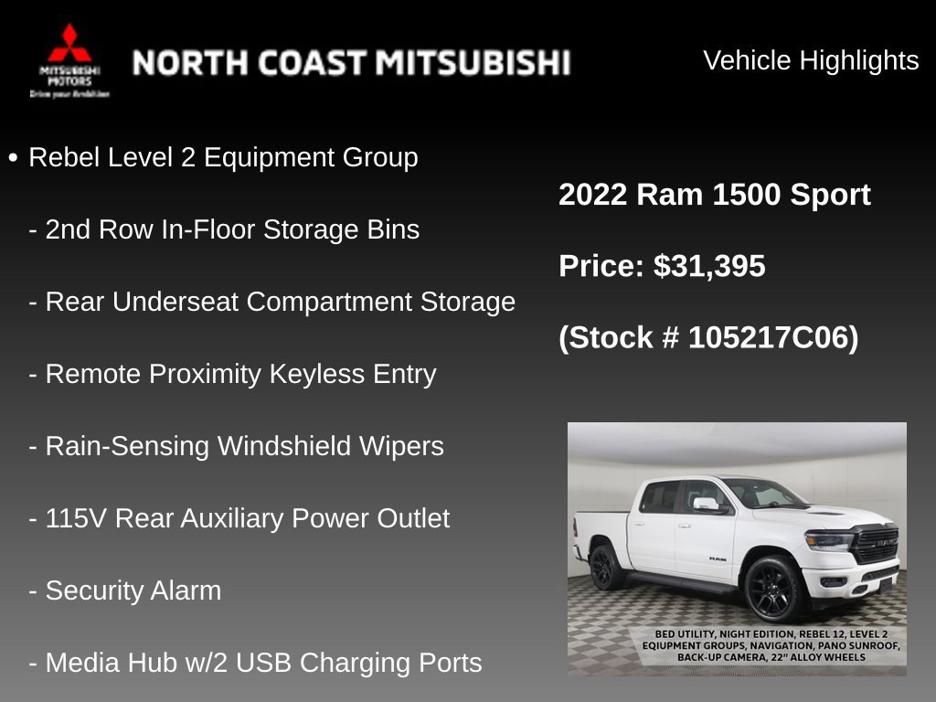 Used 2022 RAM 1500 Sport w/ Rebel Level 2 Equipment Group AWD/4WD image 2
