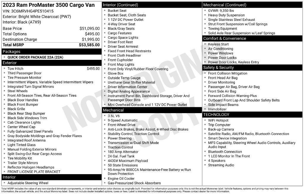 Used 2023 RAM ProMaster 3500 FWD image 3