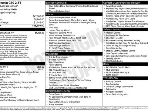 Used 2021 Genesis G80 2.5T w/ Prestige Package image 34