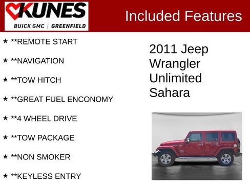 Used 2011 Jeep Wrangler Unlimited Sahara w/ Dual Top Group AWD/4WD image 2