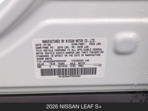 New 2026 Nissan Leaf w/ Floor Mat Package (S+) FWD image 25
