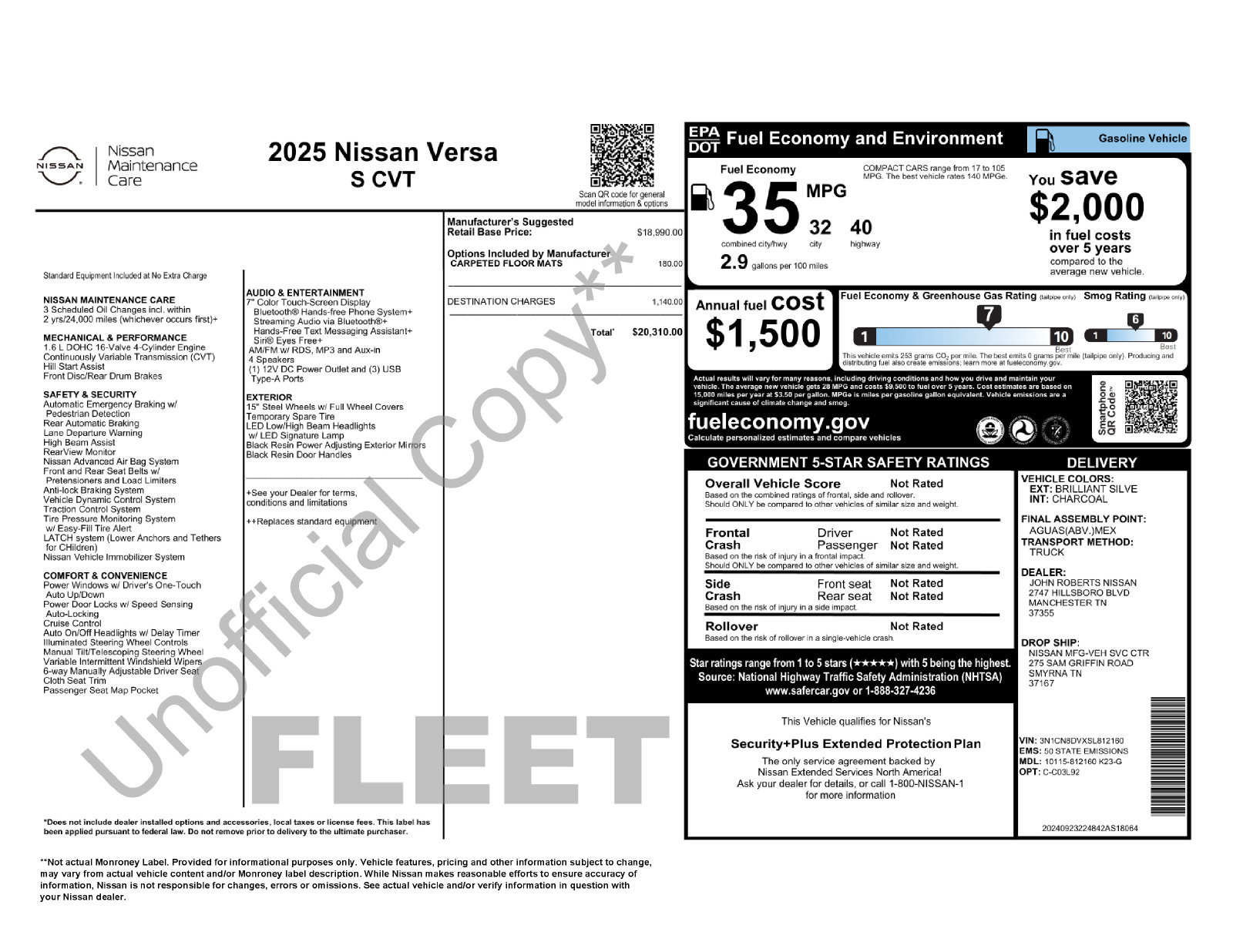 Certified 2025 Nissan Versa S FWD image 37