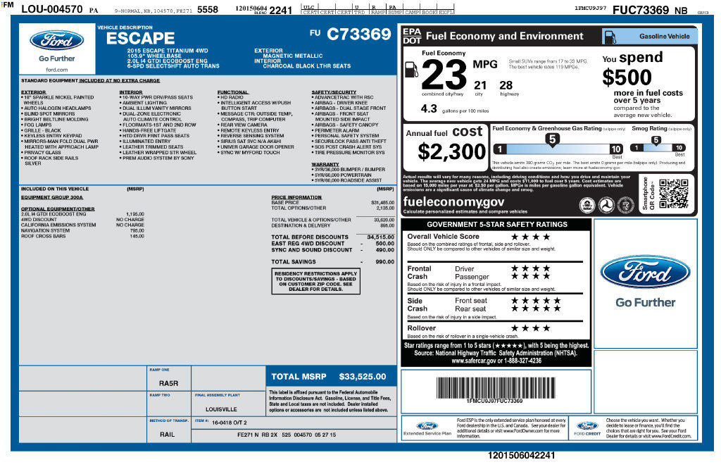 Used 2015 Ford Escape Titanium AWD/4WD image 52