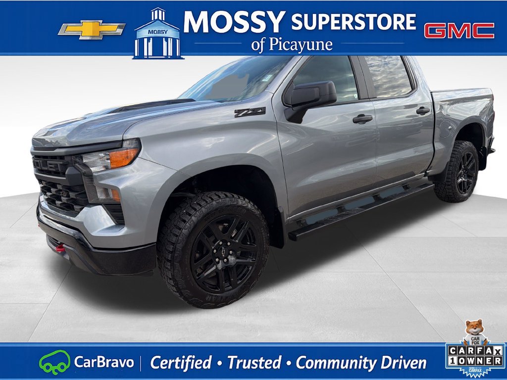 Certified 2023 Chevrolet Silverado 1500 Custom Trail Boss w/ LPO, Dark Essentials Package AWD/4WD 360° Tour