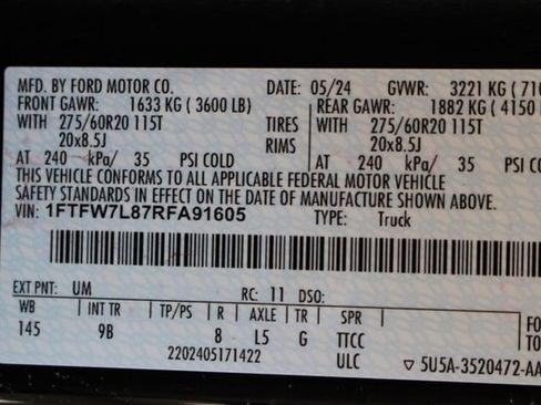 Used 2024 Ford F150 Platinum w/ Equipment Group 702A High AWD/4WD image 67