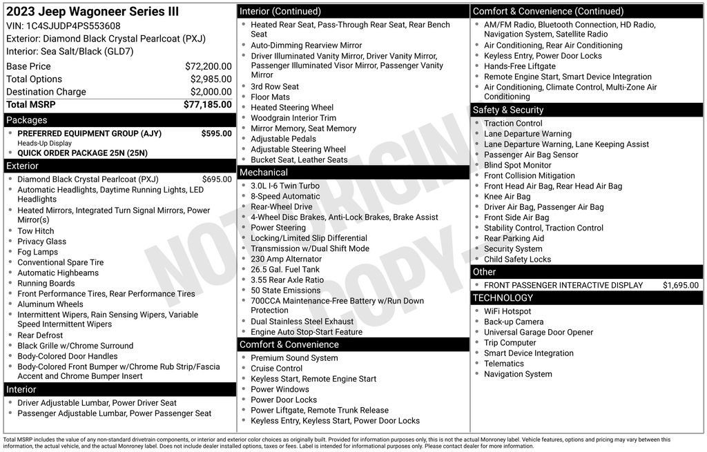 Used 2023 Jeep Wagoneer Series III w/ Preferred Equipment Group RWD image 4