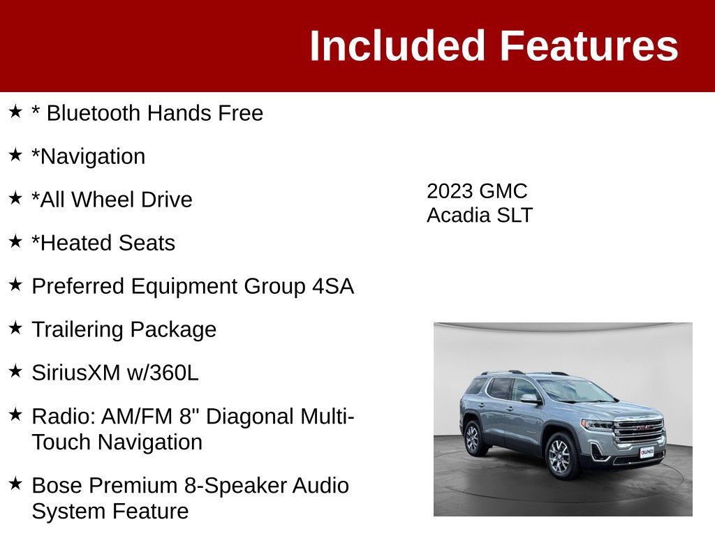 Used 2023 GMC Acadia SLT w/ Trailering Package AWD/4WD image 3