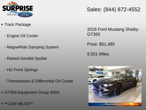 Used 2016 Ford Mustang Shelby GT350 w/ Track Package RWD image 6