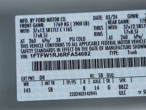 Used 2024 Ford F150 Raptor w/ Equipment Group 803A Raptor R image 29