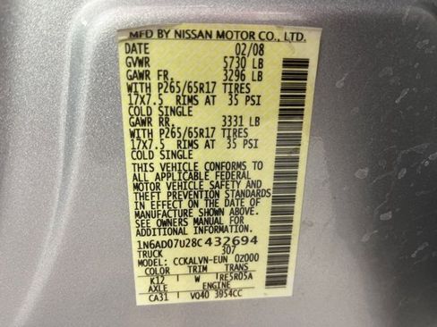 Used 2008 Nissan Frontier LE w/ Side & Curtain Airbag Pkg image 34