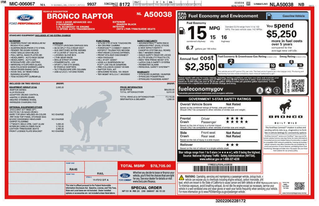 Certified 2022 Ford Bronco Raptor AWD/4WD image 34