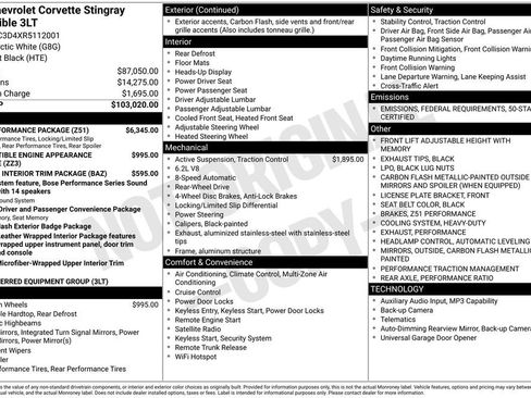 New 2024 Chevrolet Corvette Stingray Premium Conv w/ Z51 Performance Package image 18