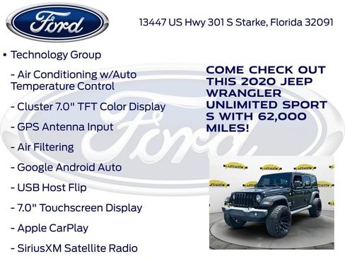 Used 2020 Jeep Wrangler Unlimited Sport S w/ Sun And Sound Package AWD/4WD image 25