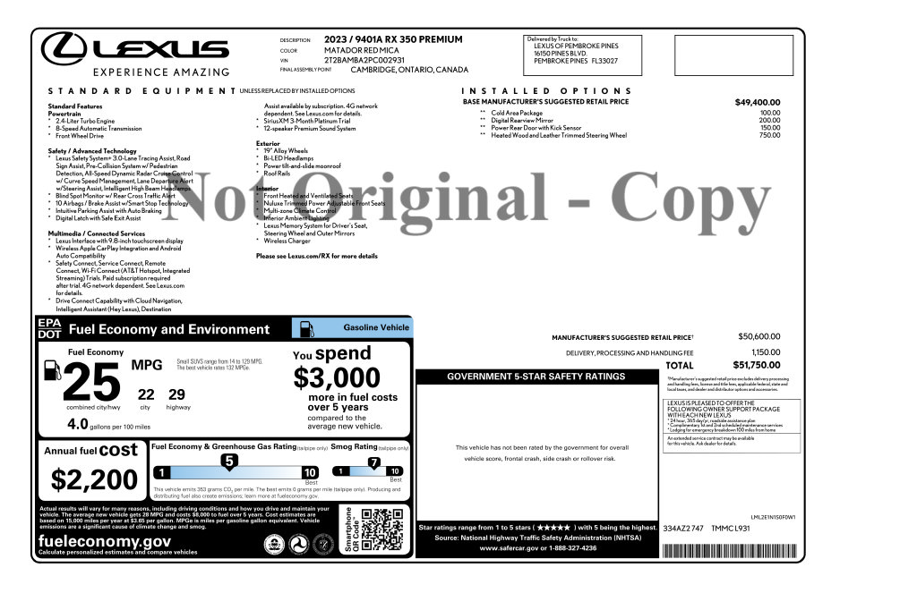 Used 2023 Lexus RX 350 Premium w/ Cold Area Package FWD image 3