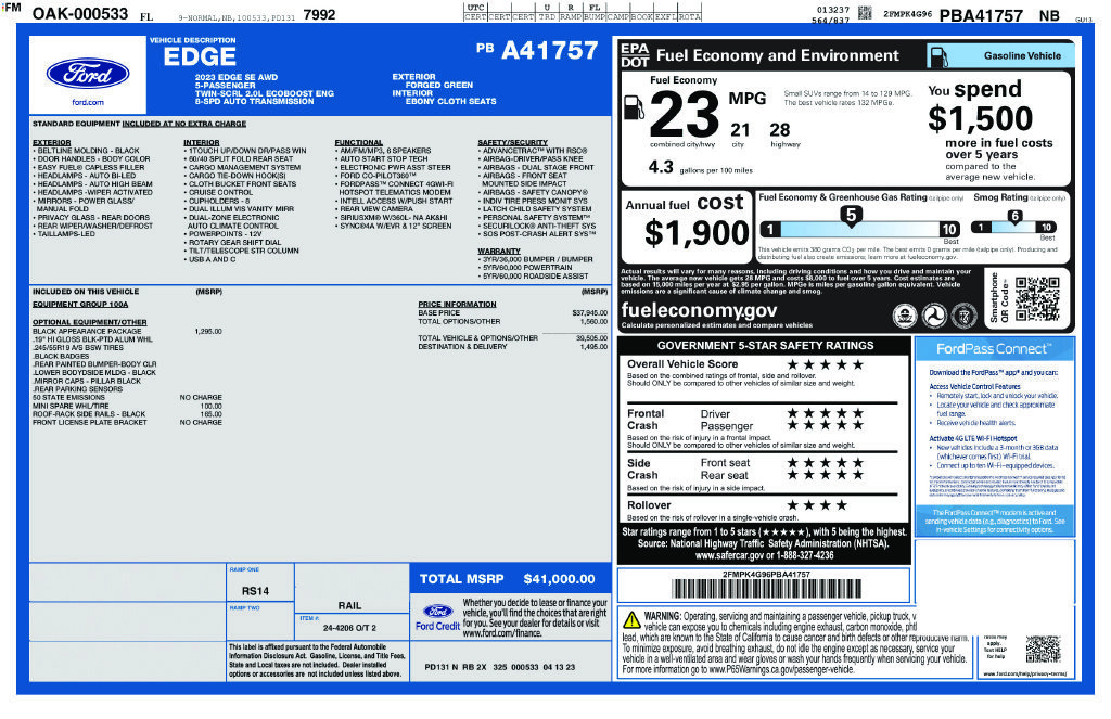 Used 2023 Ford Edge SE w/ Black Appearance Package AWD/4WD image 2